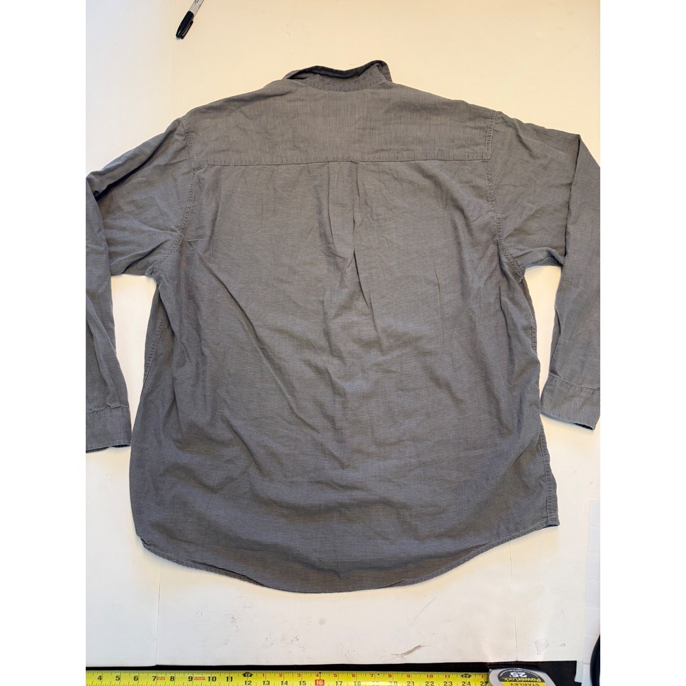 Eddie Bauer Mens Large Grey Micro Check Cotton Button Down Shirt Long Sleeve - Picture 7 of 7